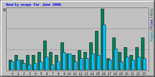 Hourly usage for June 2009